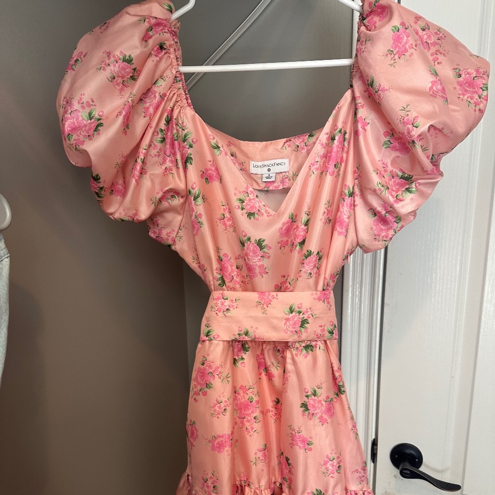LoveShackFancy Target Cecile Puff Sleeve Dress Pink Melon - Picture 8 of 9